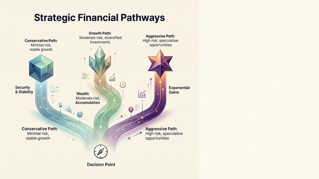Strategic Financial Pathways Visualizing Conservative Growth and Aggressive Investment Options