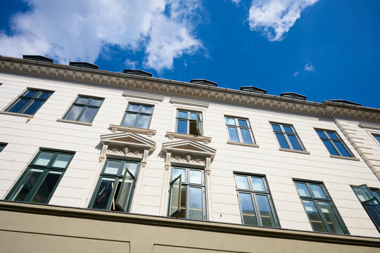 Building facade in the Old Town of Copenhagen, Denmark.