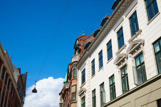 Building facade in the Old Town of Copenhagen, Denmark.