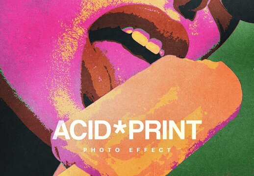 Acid Print Effect For Poster And Social Media Design