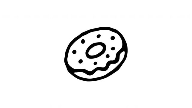 Cookie For Baking And Snack Menus Wiggle Doodle Animation With Alpha Channel. Biscuit And Dessert Treat, Transparent Background. 4K Loop Hand Drawn Icon.