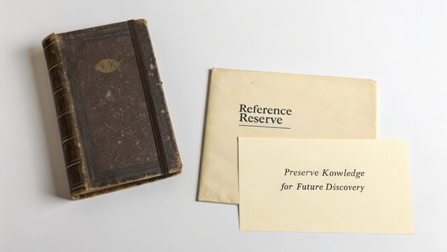Weathered Old Encyclopedia Volume and Vintage Reference Documents on White Background