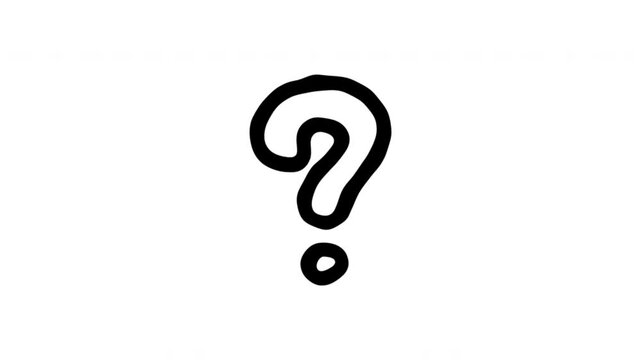 Question Mark For Help And Customer Support Doodle Animation. Inquiry Symbol And Information Request. 4K Video Loopable Overlay Element. Hand-Drawn Animated Icon With Alpha Channel.