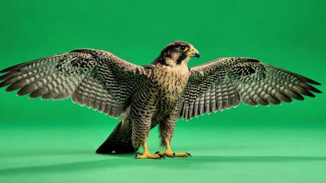 close-up, eagle, falcon against a green screen, predatory animals,  