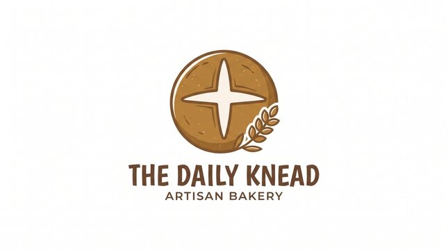 Artisan Bakery Logo with Bread and Wheat