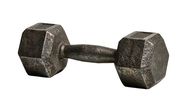 Heavy cast iron hexagonal dumbbell for strength training and fitness exercise