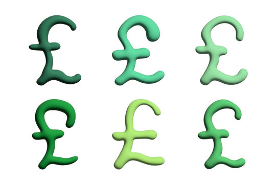 Set of 3d british pound currency symbol Elements for design