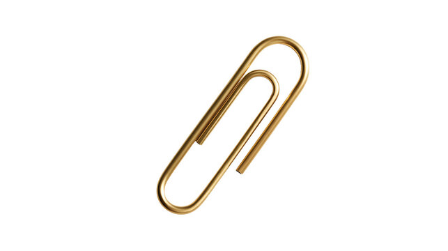Shiny metallic gold paperclip made of bent wire