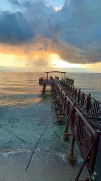 Old Wooden Pier on Corfu Island at a Magical Mediterranean Sunrise