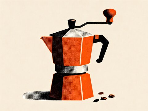 Illustration of an orange coffee maker