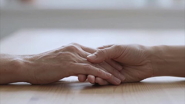 Elderly and young hands holding together showing compassion empathy and family support