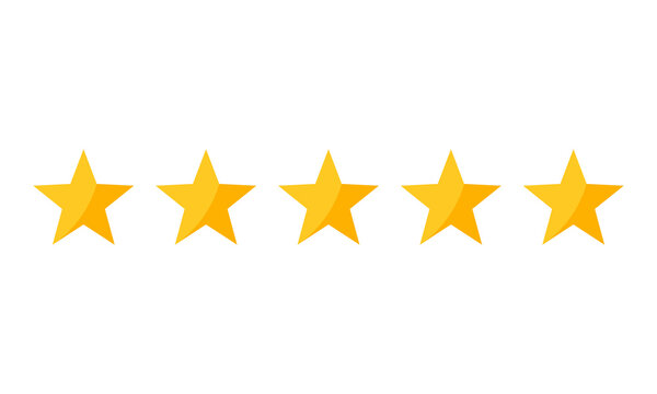 Five gold star rating icon for customer reviews and quality