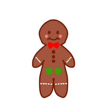 Illustration of a cute cartoon image of gingerbread cookies which are always present at Christmas celebrations. 