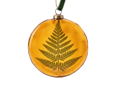Amber Glass Fern Christmas Ornament