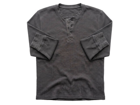 Charcoal Grey Waffle Knit Henley Shirt