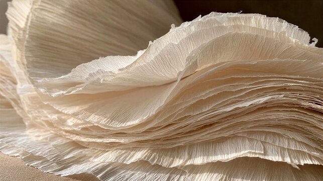 Handmade Paper Pulp with Soft Ridges, Macro Sensory Background