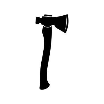Black silhouette of an axe or hatchet isolated on a white background. Vector illustration of a chopping tool for woodworking, lumberjack, forestry, and camping themes