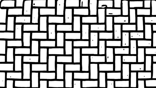 Black and white hand drawn basket weave line art pattern vector illustration