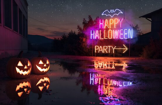 Halloween Party, Spooky Halloween Bash, Costume Halloween Party, Kids Halloween Celebration, Halloween Party Decor, vector background with a set of halloween icons for banners, cards, flyers, social