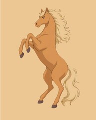 Elegant Rearing Horse Illustration Elegant horse standing on hind legs with flowing mane and tail. Decorative animal illustration suitable for nature, equestrian, ranch, mascot, and design projects. © mrsperada