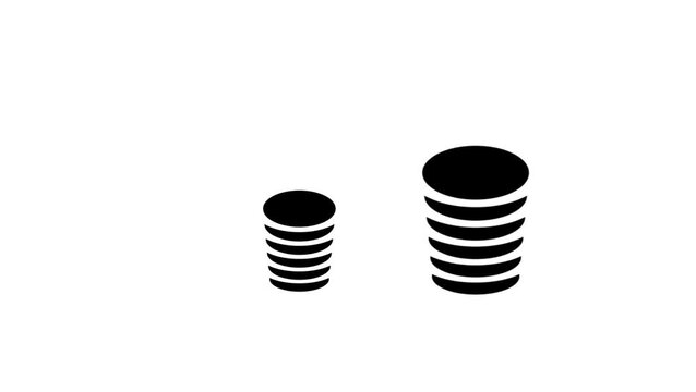 Coin stacks representing wealth savings and financial growth vector glyph icon.