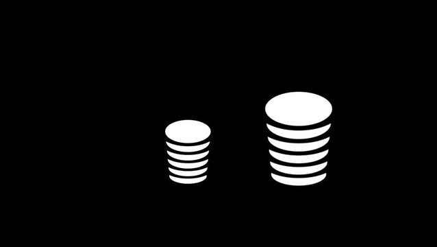 Coin stacks representing wealth savings and financial growth vector glyph icon.
