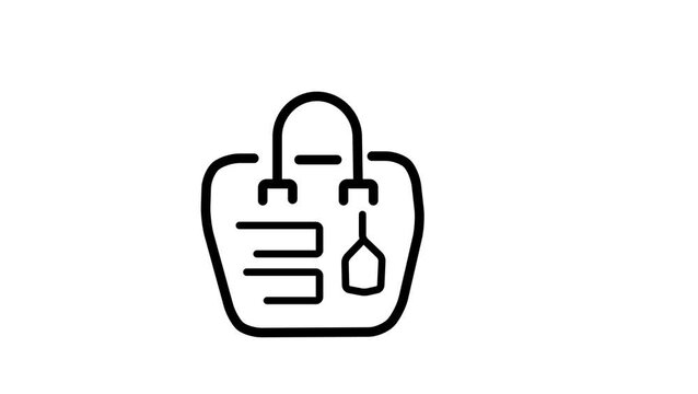 E-commerce handbag or tote bag with price tag outline icon vector graphic.