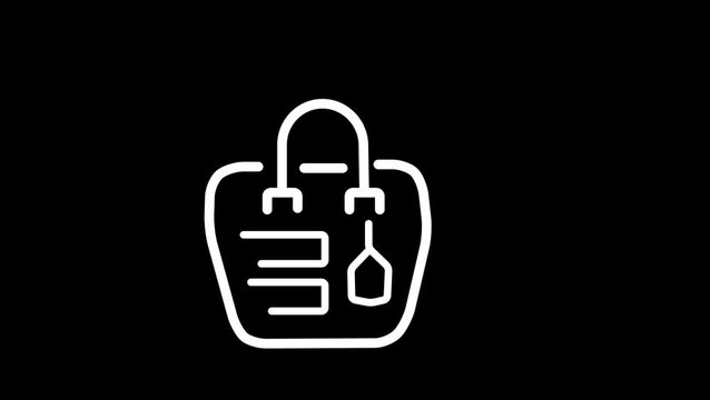 E-commerce handbag or tote bag with price tag outline icon vector graphic.
