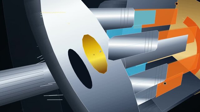3D animation detailing the internal mechanics of an axial piston pump, illustrating swashplate angles, piston movements, and hydraulic fluid dynamics for variable volumetric displacement