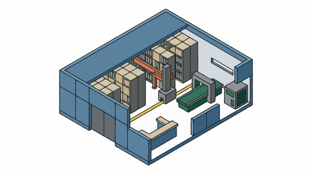 Modern Isometric Interior Design Office Space Layout.