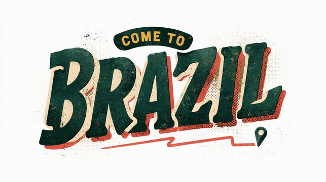 Travel typography retro vintage poster Brazil tourism lettering invitation holiday travel typography retro vintage poster Brazil tourism lettering invitation holiday adventure excitement graphic