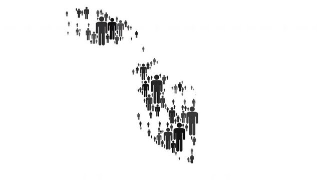 Animated map of Malta made up of a collage of human icons