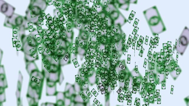 Falling US Dollar Bills Money Rain Background Loop
