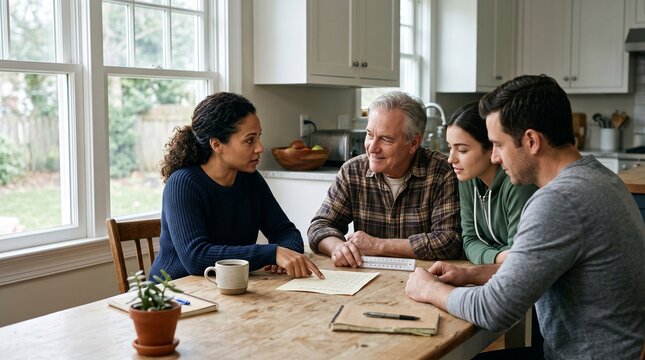Energy Consultant Advising Family at Home Table