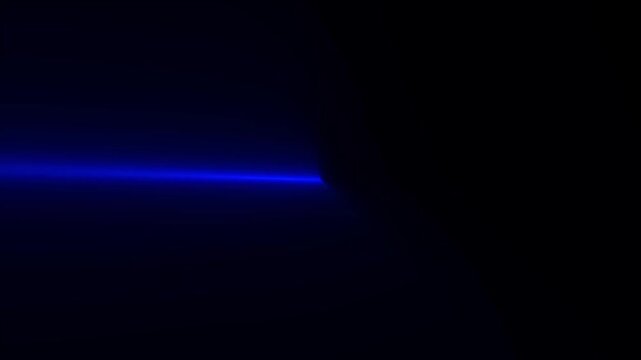 A bright blue laser light beam cuts through darkness creating a dynamic motion effect for abstract backgrounds.