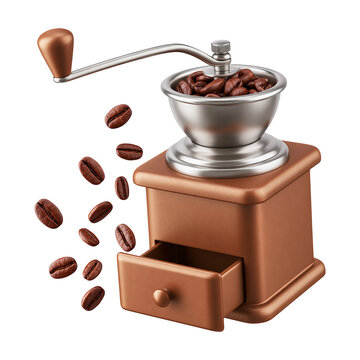coffee grinder and coffee beans isolated object