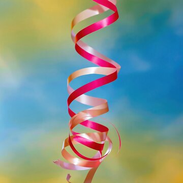 Curling ribbons in a weightless vertical arrangement with satin textures and crisp edges for celebration and national event graphics