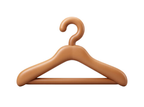 A single wooden clothes hanger isolated on a white background, perfect for retail, fashion, and wardrobe organization concepts.