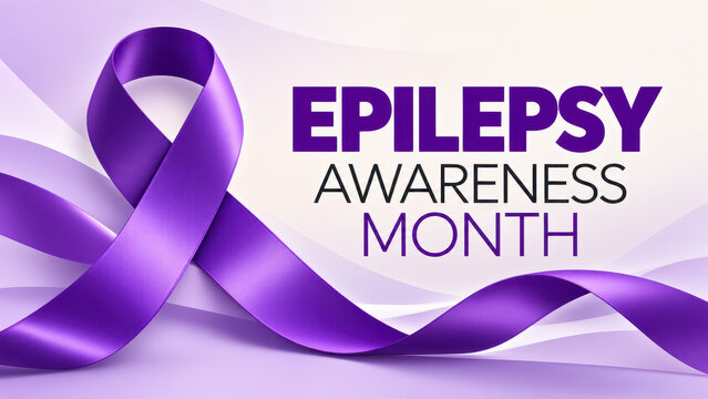 Purple epilepsy awareness ribbon symbol on light background