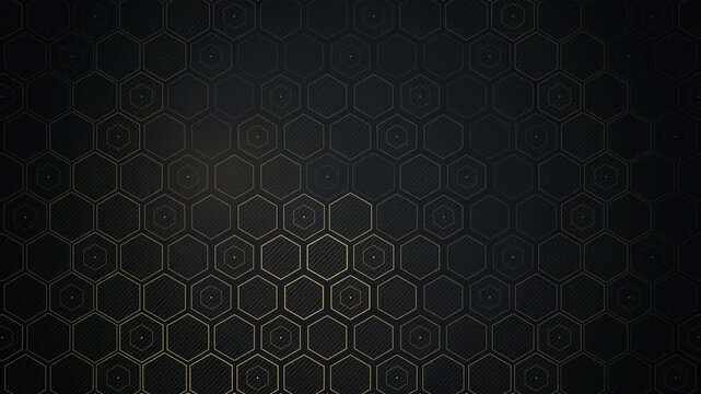 Seamless looping elegant golden hexagonal grid abstract technology motion background 4K animation