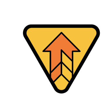 Upward arrow inside a yellow triangle