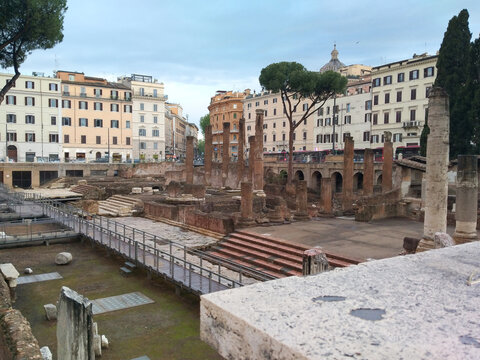 Square of Torre Argentina in Rome, with the ruins of ancient Roman temples