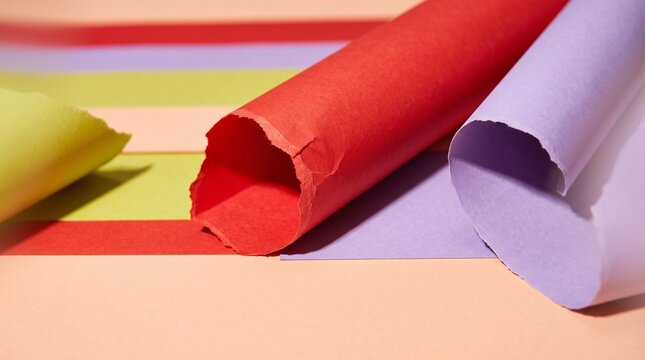 Curled paper edges create a layered event backdrop