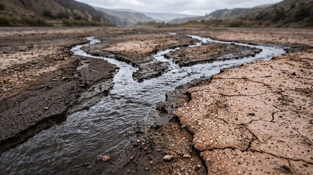 Water reconnects fissures in a drought-struck riverbed