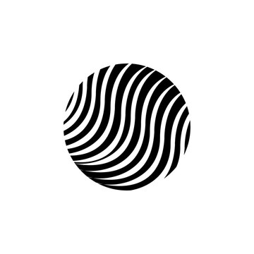 Abstract wave lines circle sphere logo icon vector isolated on white background