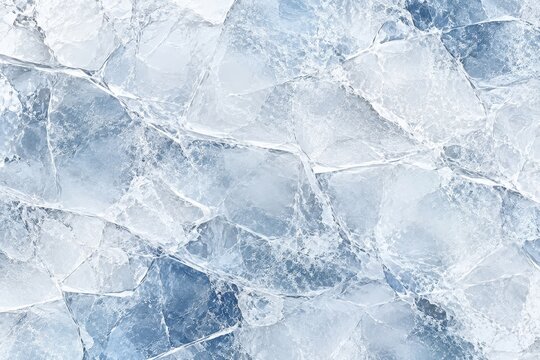Abstract glossy cracked ice texture with frosted glass crystalline details for winter luxury branding