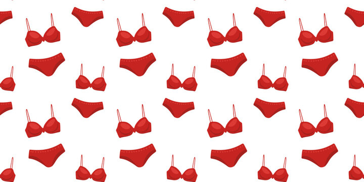 Seamless pattern with elegant red lingerie sets