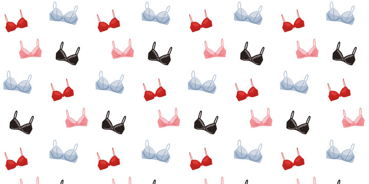 Seamless pattern with various women's lingerie bras
