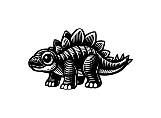 Cute Stegosaurus Woodcut Illustration © Compositor 