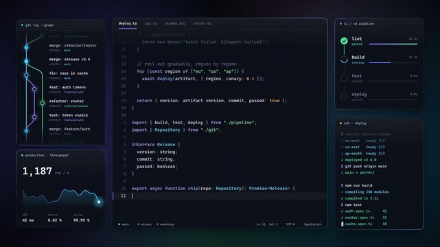 Seamless loop of software development code editing and terminal deployment dashboard